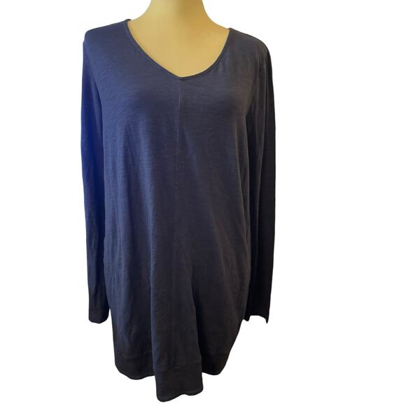 J.Jill Blue Stretch Cotton Blend Long Sleeve Top with Pockets, Size Medium - Picture 1 of 7